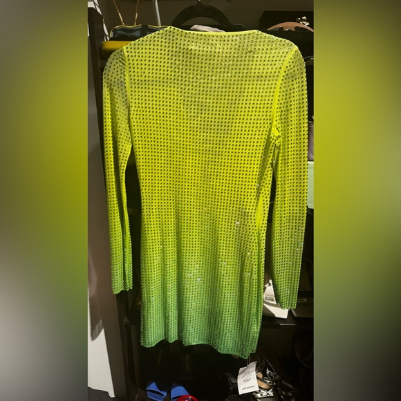 Self-portrait Green Rhinestone mesh keyhole dress - Picture 5 of 7